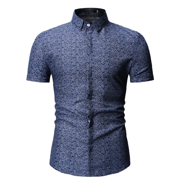 Мъжка риза с къс ръкав и яка в три цвята