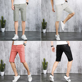 Pantaloni casual barbati 3/4 cu buzunar in patru culori