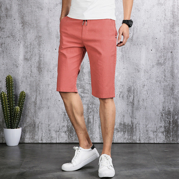 Pantaloni casual barbati 3/4 cu buzunar in patru culori