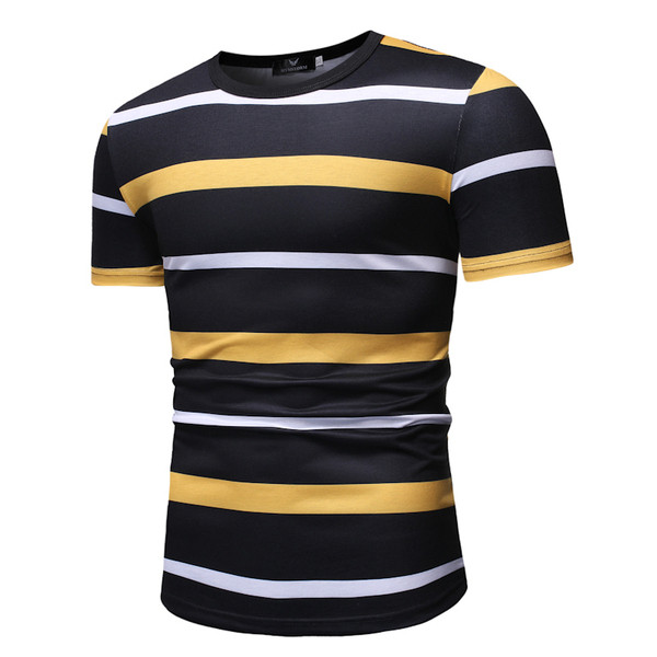 Tricou modern pentru bărbați cu dungi în două culori