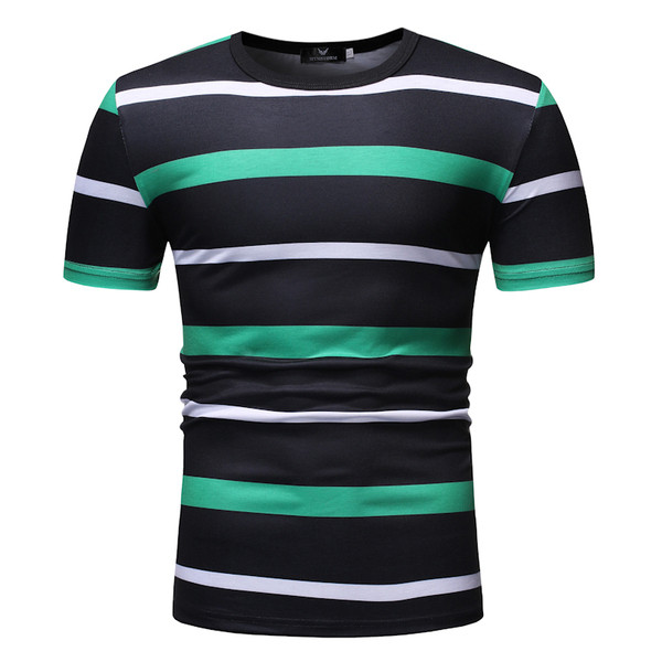 Tricou modern pentru bărbați cu dungi în două culori