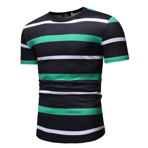 Tricou modern pentru bărbați cu dungi în două culori