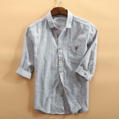 Модерна мъжка риза с класическа яка и 3/4 ръкав в три цвята