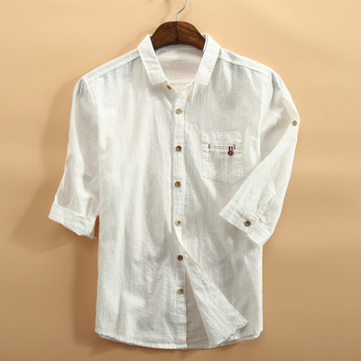 Модерна мъжка риза с класическа яка и 3/4 ръкав в три цвята