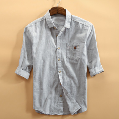 Модерна мъжка риза с класическа яка и 3/4 ръкав в три цвята