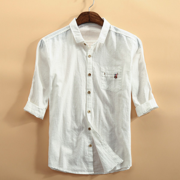 Модерна мъжка риза с класическа яка и 3/4 ръкав в три цвята