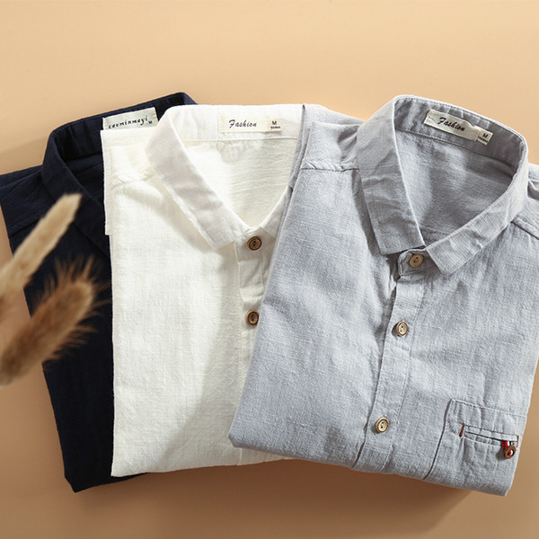 Модерна мъжка риза с класическа яка и 3/4 ръкав в три цвята