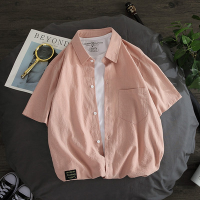 Cămașă modernă pentru bărbați în trei culori cu buzunar și nasturi