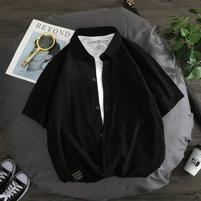 Cămașă modernă pentru bărbați în trei culori cu buzunar și nasturi