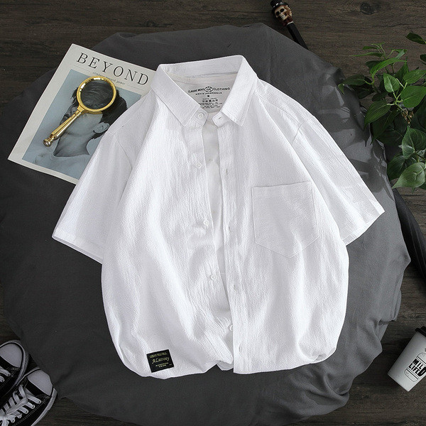 Cămașă modernă pentru bărbați în trei culori cu buzunar și nasturi