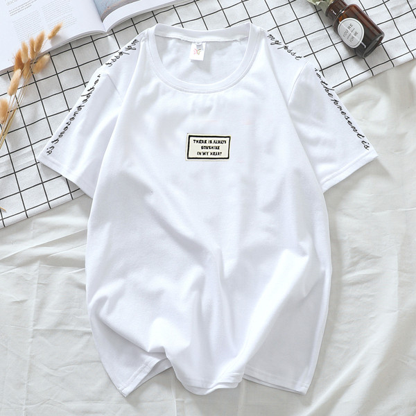 Tricou casual pentru bărbați alb-negru cu inscripții