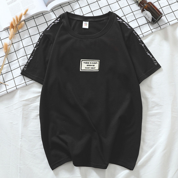 Tricou casual pentru bărbați alb-negru cu inscripții