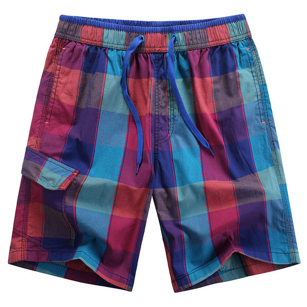 Pantaloni scurți moderni pentru bărbați în carouri cu cravate în patru culori
