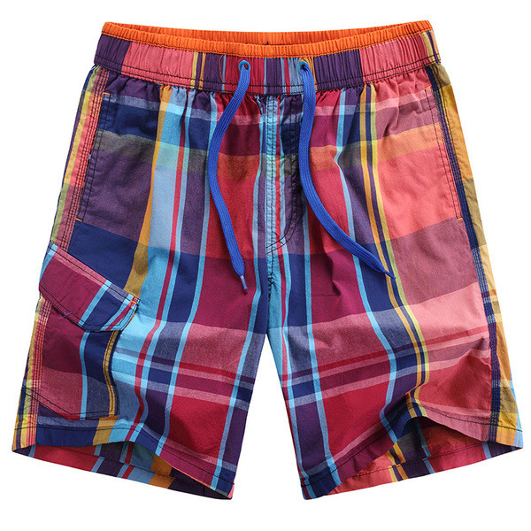 Pantaloni scurți moderni pentru bărbați în carouri cu cravate în patru culori