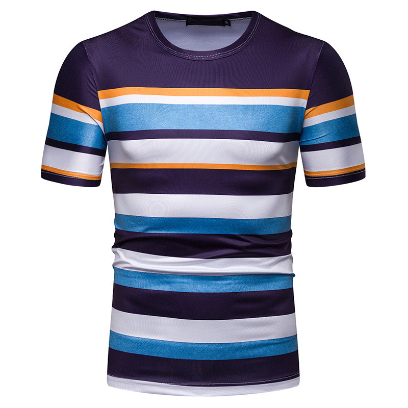 Tricou casual bărbătesc cu dungi în trei culori