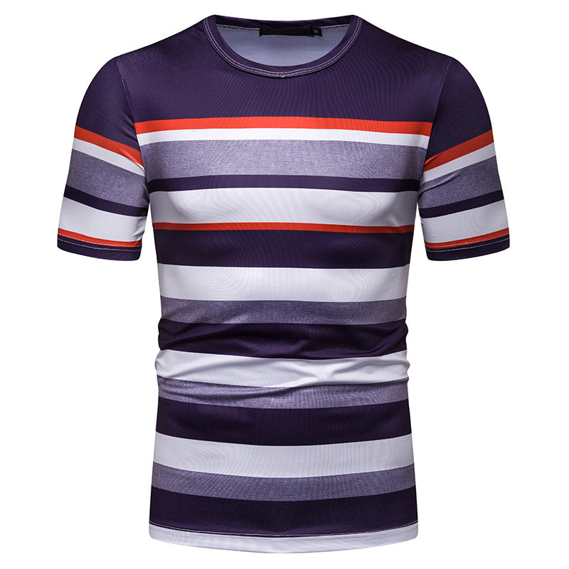 Tricou casual bărbătesc cu dungi în trei culori