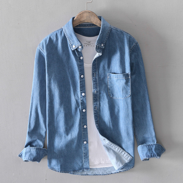 Cămașă casual pentru bărbați cu guler clasic și mâneci lungi în trei culori