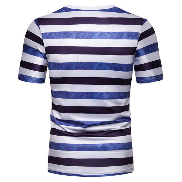 Мъжка раирана тениска в син и зелен цвят