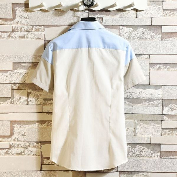 Cămașă stilată pentru bărbați, în două culori, cu mâneci scurte și nasturi