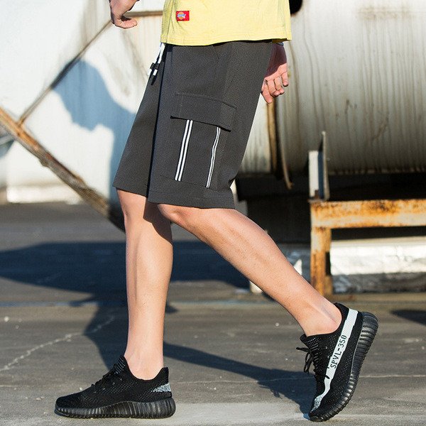 Pantaloni scurți casual pentru bărbați, cu buzunar și cravate în trei culori