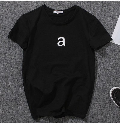 Tricou pentru bărbați actual în trei culori cu decolteu O și aplicație