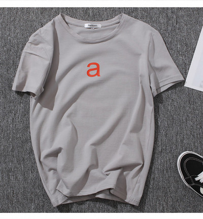 Tricou pentru bărbați actual în trei culori cu decolteu O și aplicație