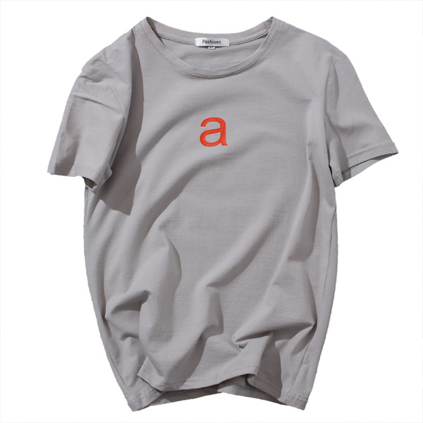 Tricou pentru bărbați actual în trei culori cu decolteu O și aplicație