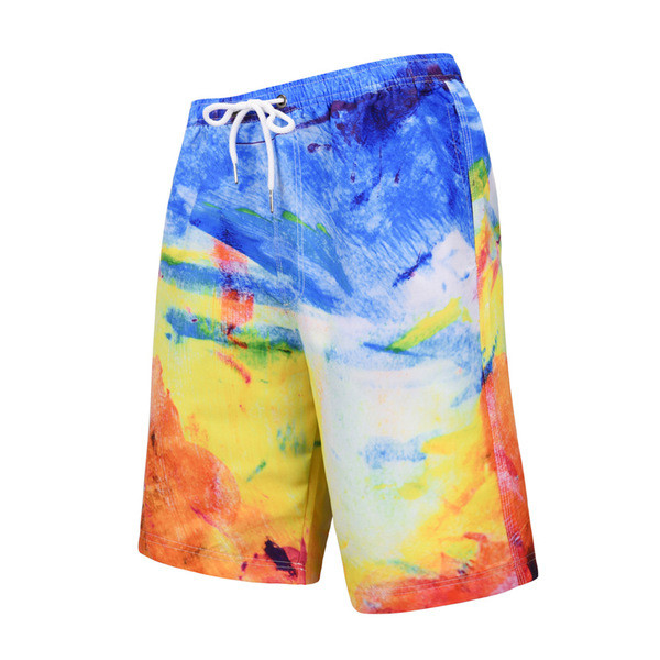 Pantaloni scurți de baie pentru bărbați cu șireturi de culoare irizată