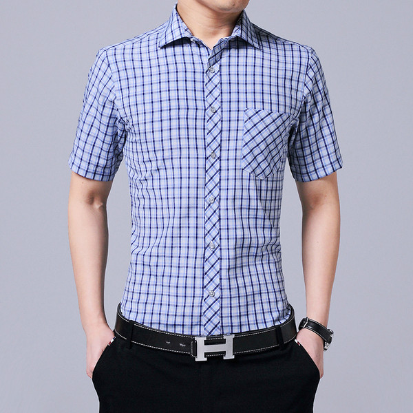 Cămașă modernă pentru bărbați cu mâneci scurte și guler clasic în trei culori