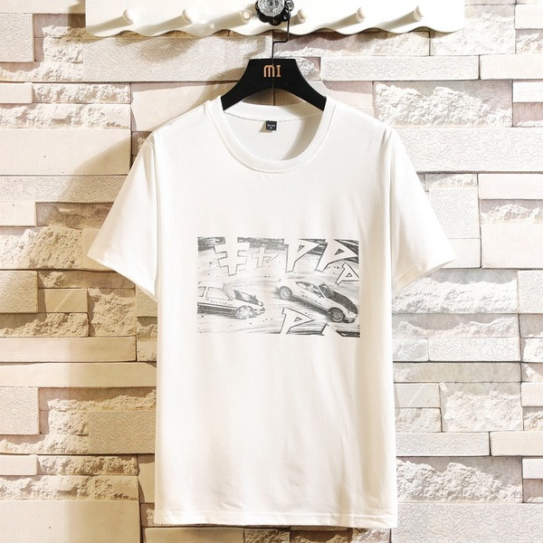 Tricou casual barbatesc alb si negru cu aplicatie