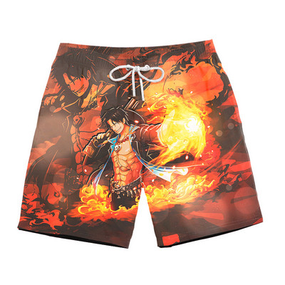 Модерни мъжки бански с цветна апликация и надписи 