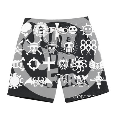 Модерни мъжки бански с цветна апликация и надписи 