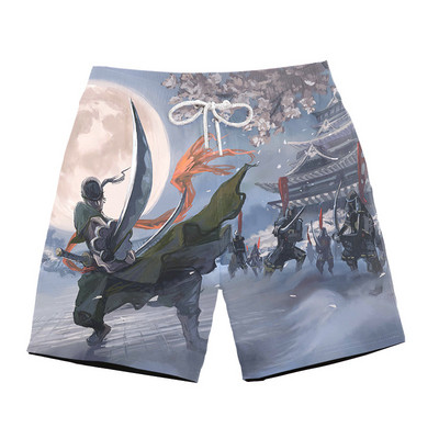 Модерни мъжки бански с цветна апликация и надписи 