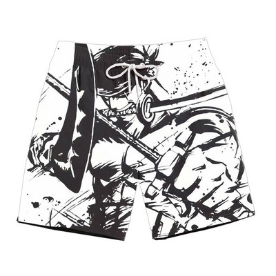 Модерни мъжки бански с цветна апликация и надписи 