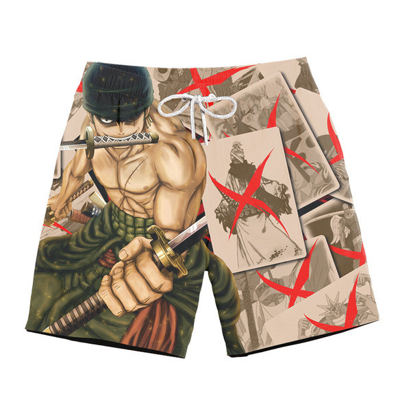 Модерни мъжки бански с цветна апликация и надписи 