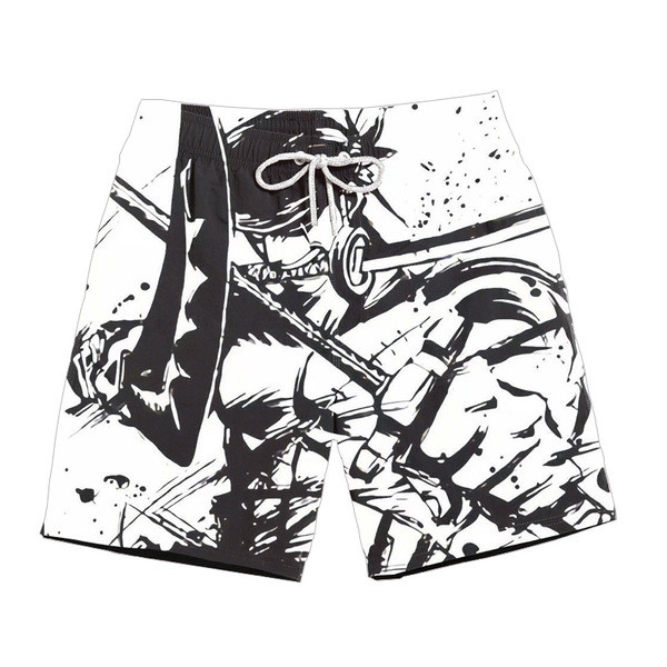 Модерни мъжки бански с цветна апликация и надписи 