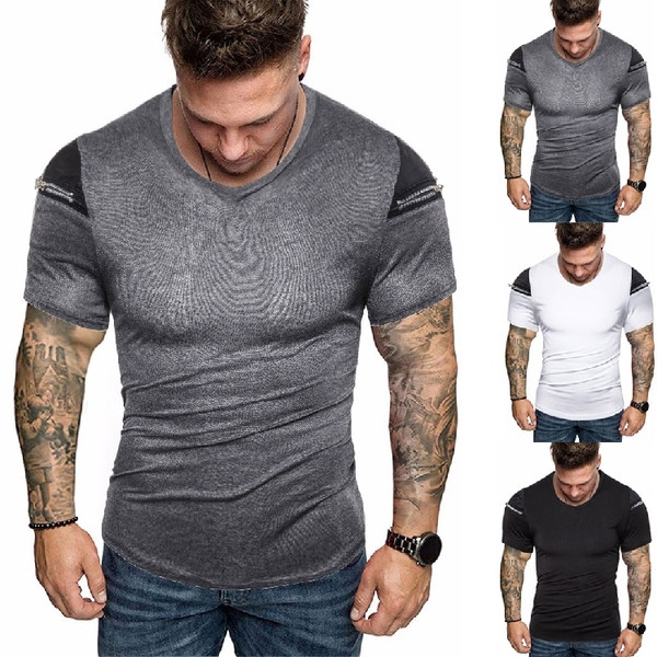 Tricou modern pentru bărbați cu fermoar pe mâneci în trei culori