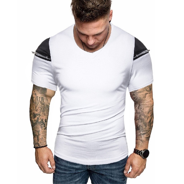 Tricou modern pentru bărbați cu fermoar pe mâneci în trei culori