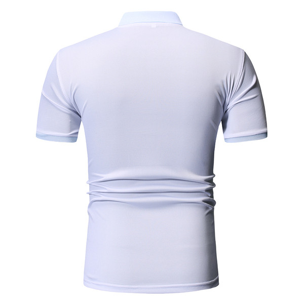 Tricou modern pentru bărbați cu guler clasic în alb și negru