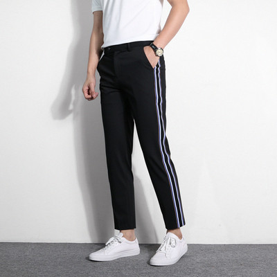 Pantaloni sport eleganti pentru barbati cu margini laterale in doua culori