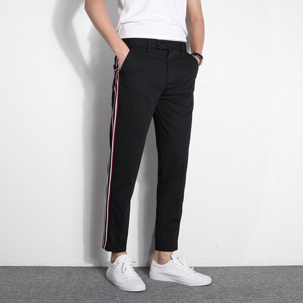 Pantaloni sport eleganti pentru barbati cu margini laterale in doua culori