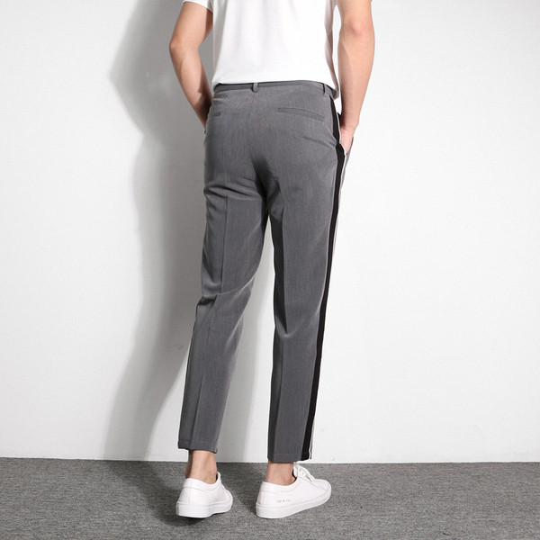 Мъжки спортно - елегантен панталон със страничен кант в черен и сив цвят