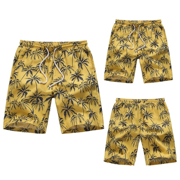 Мъжки шорти а плаж в жълт цвят с ластик 