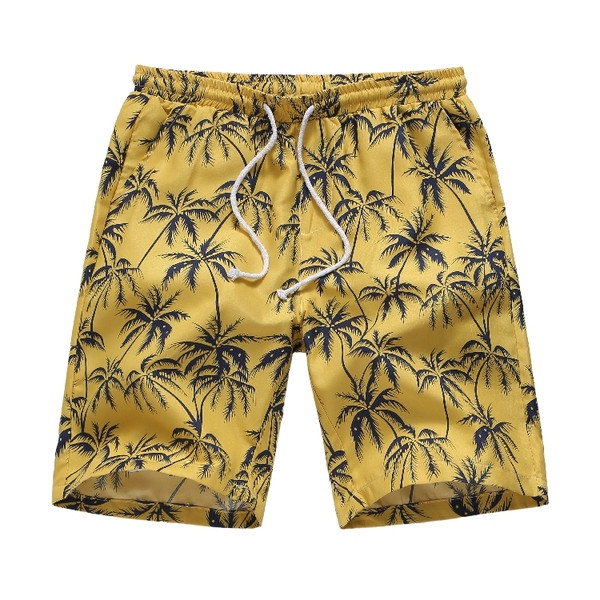 Мъжки шорти а плаж в жълт цвят с ластик 
