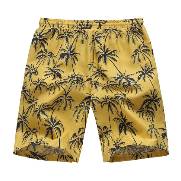 Мъжки шорти а плаж в жълт цвят с ластик 