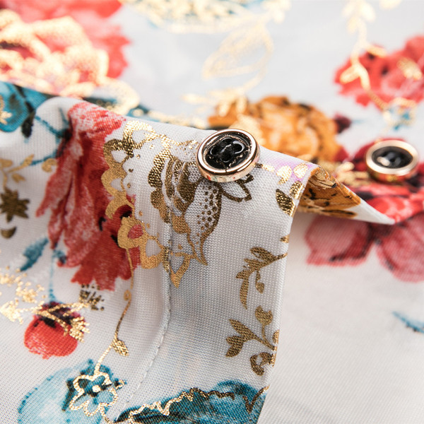 Cămașă pentru bărbați cu guler clasic și mâneci scurte cu model floral