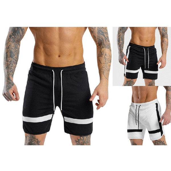 Pantaloni scurți de plajă pentru bărbați în alb și negru