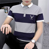 Tricou barbatesc modern in trei culori cu nasturi si aplicatie