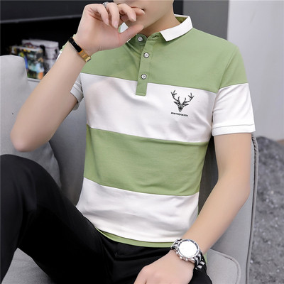 Tricou barbatesc modern in trei culori cu nasturi si aplicatie