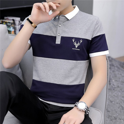 Tricou barbatesc modern in trei culori cu nasturi si aplicatie